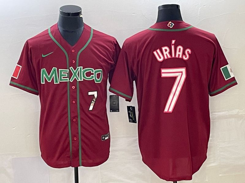 Men 2023 World Cub Mexico #7 Urias Red Nike MLB Jersey